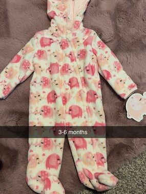 Infant Hooded Pink Elephant Fleece Pajamas - Cozy One-Piece